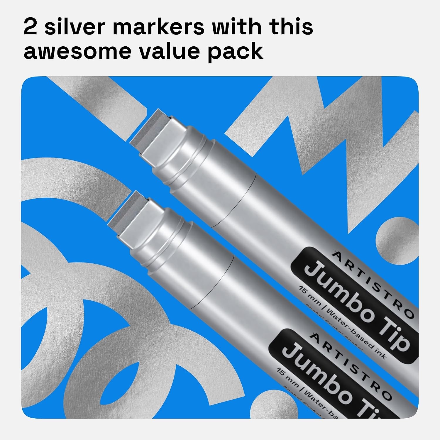image:imageARTISTRO Black Acrylic Paint Markers 07mm Extra FineTip Set of 2Silver