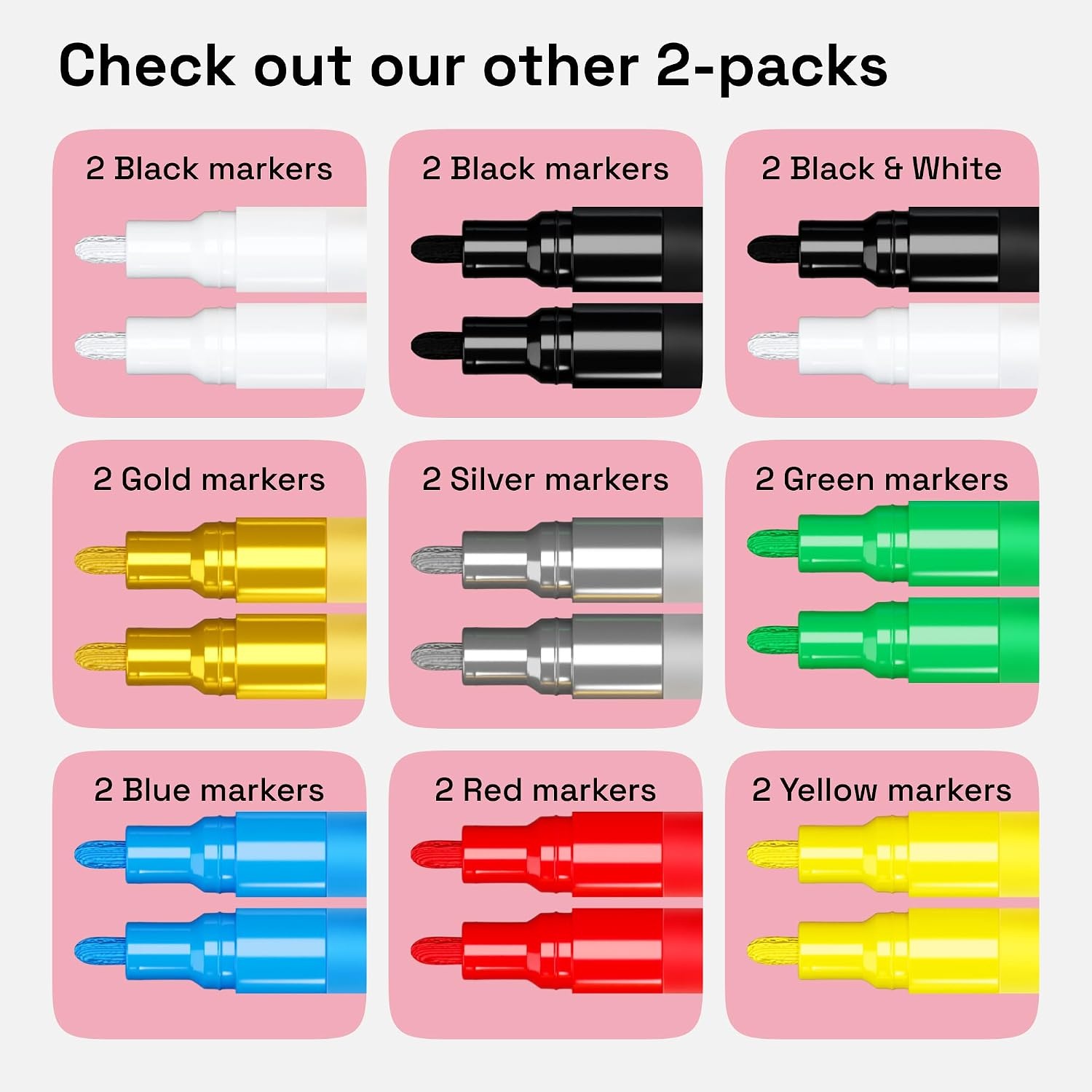 image:imageARTISTRO Black Acrylic Paint Markers 07mm Extra FineTip Set of 2Yellow