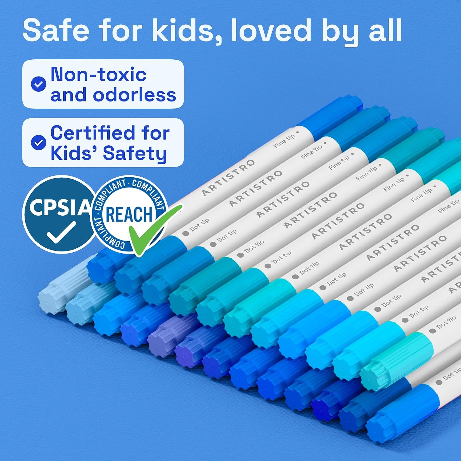 image:imageARTISTRO Black DualTip Acrylic Paint Marker Pens Set of 5Blue Tones
