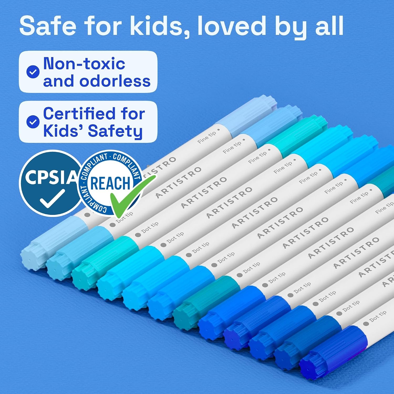 image:imageARTISTRO Black DualTip Acrylic Paint Marker Pens Set of 5Blue Tones
