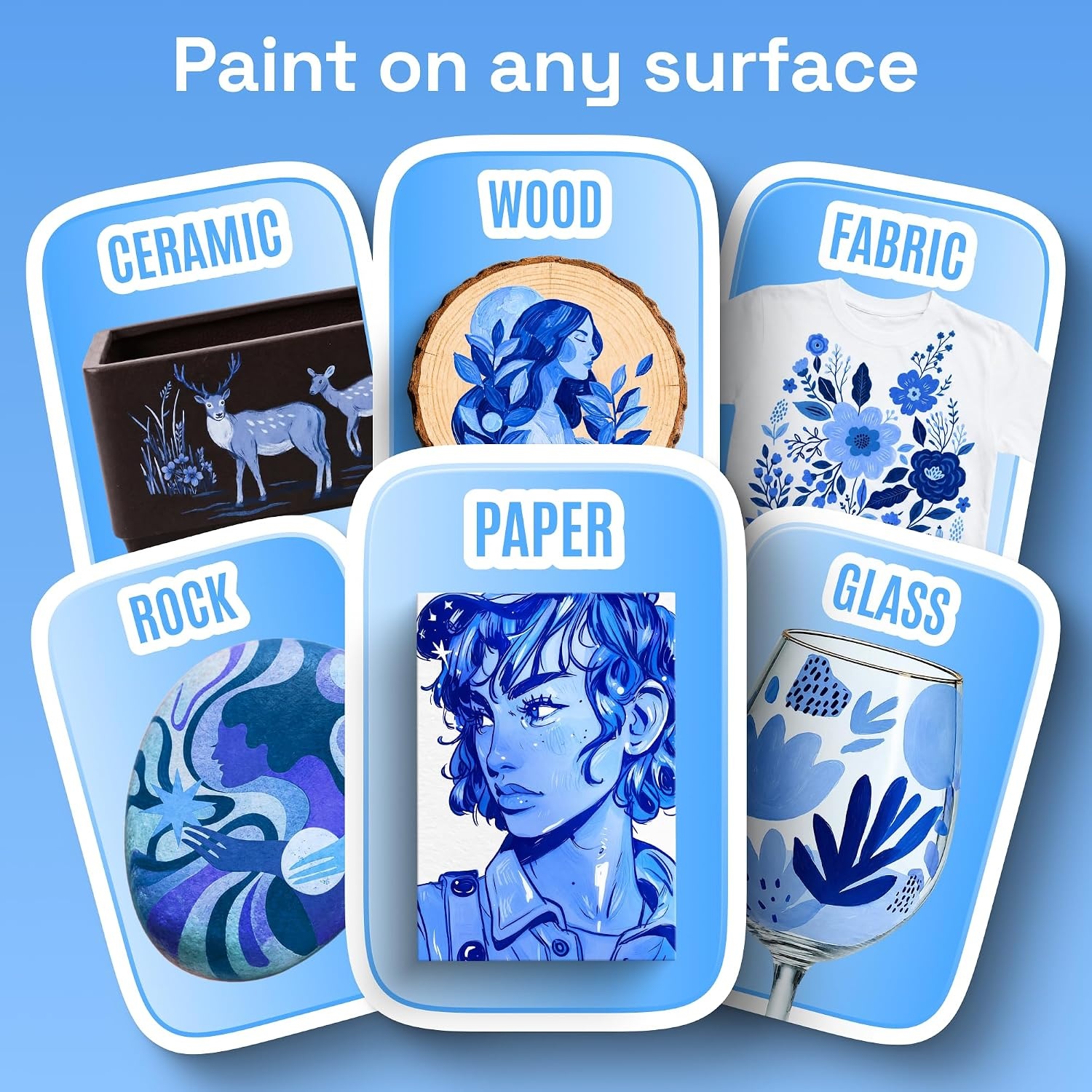 image:imageARTISTRO Black DualTip Acrylic Paint Marker Pens Set of 5Blue Tones