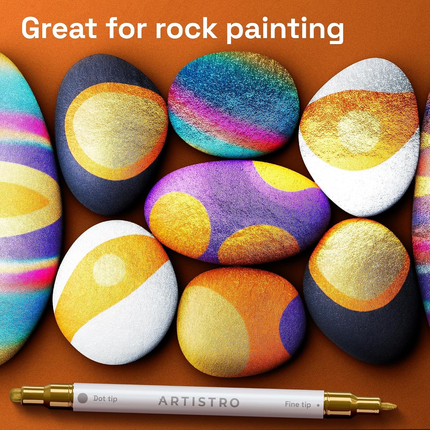 image:imageARTISTRO Black DualTip Acrylic Paint Marker Pens Set of 5Metallic