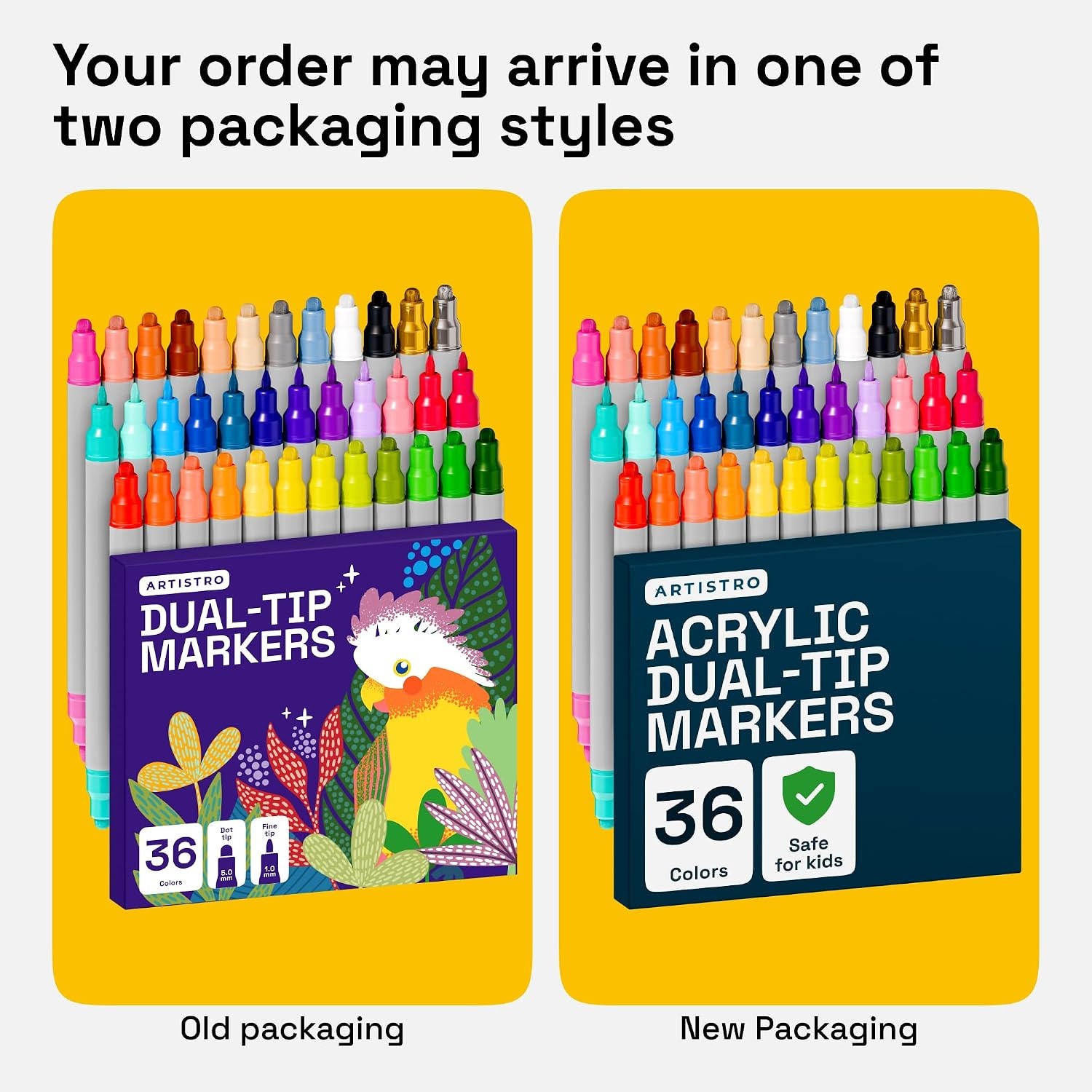 image:imageARTISTRO Black DualTip Acrylic Paint Marker Pens Set of 5Mixed Colors