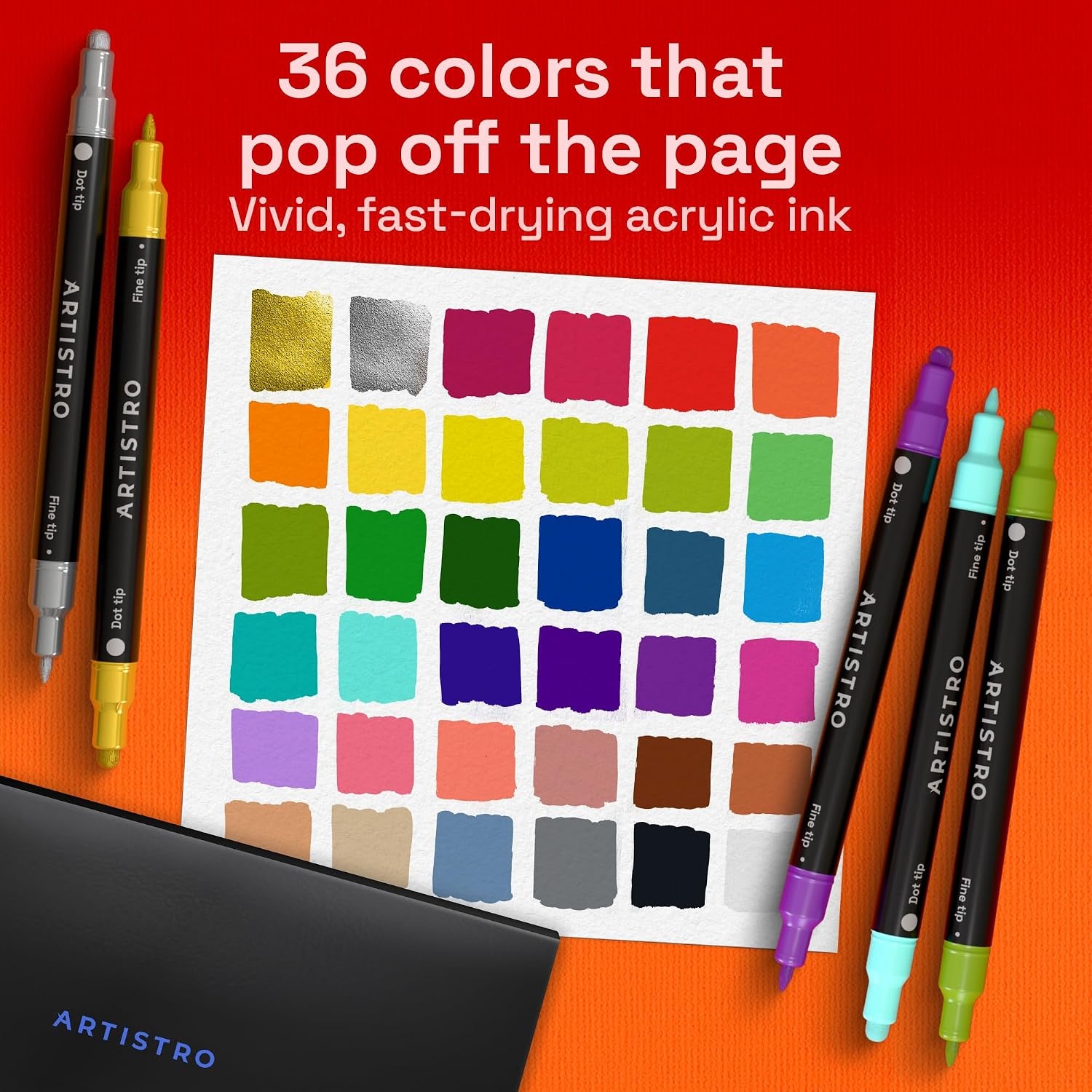 image:imageARTISTRO Black DualTip Acrylic Paint Marker Pens  Set of 5Multicolor