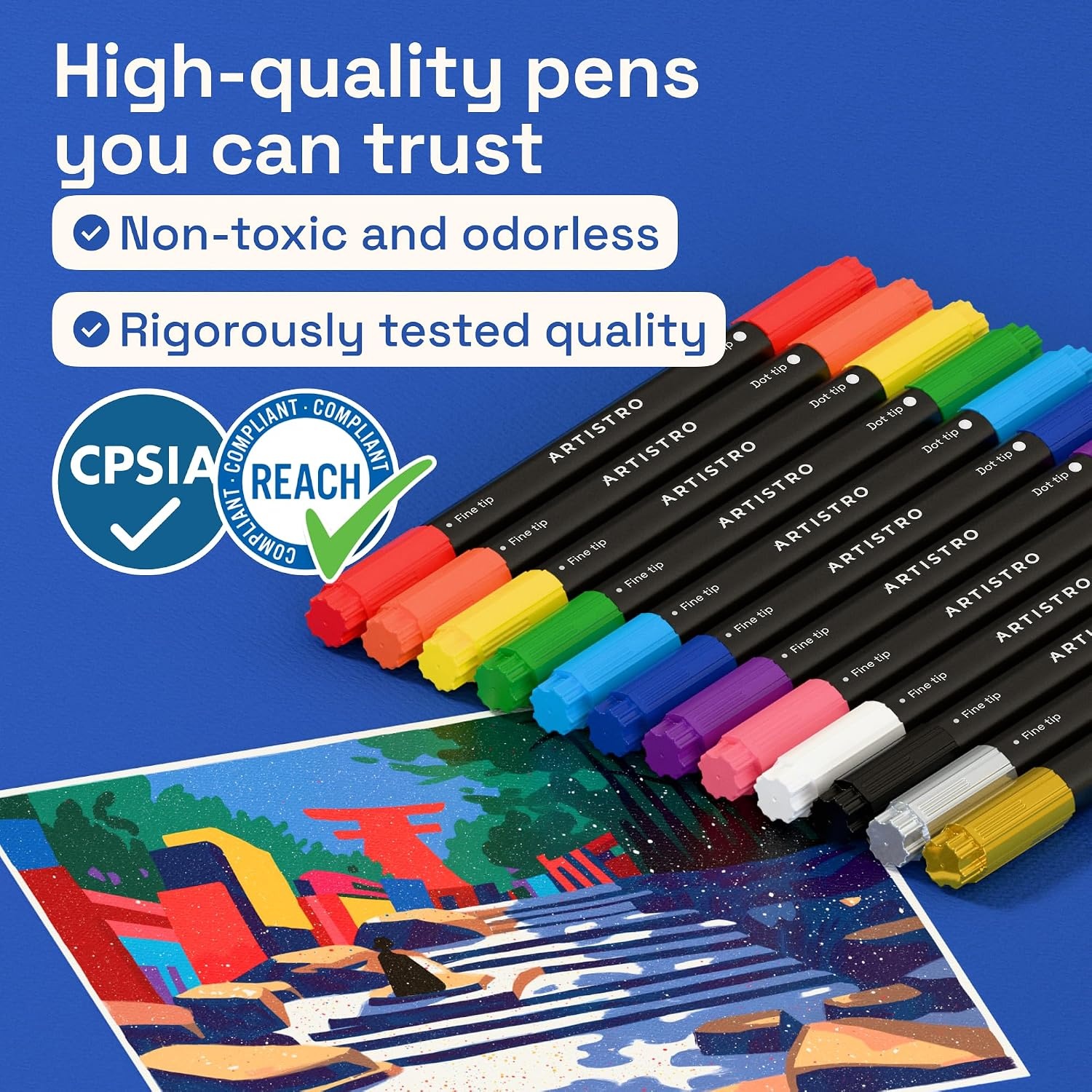 image:imageARTISTRO Black DualTip Acrylic Paint Marker Pens  Set of 5Multicolor