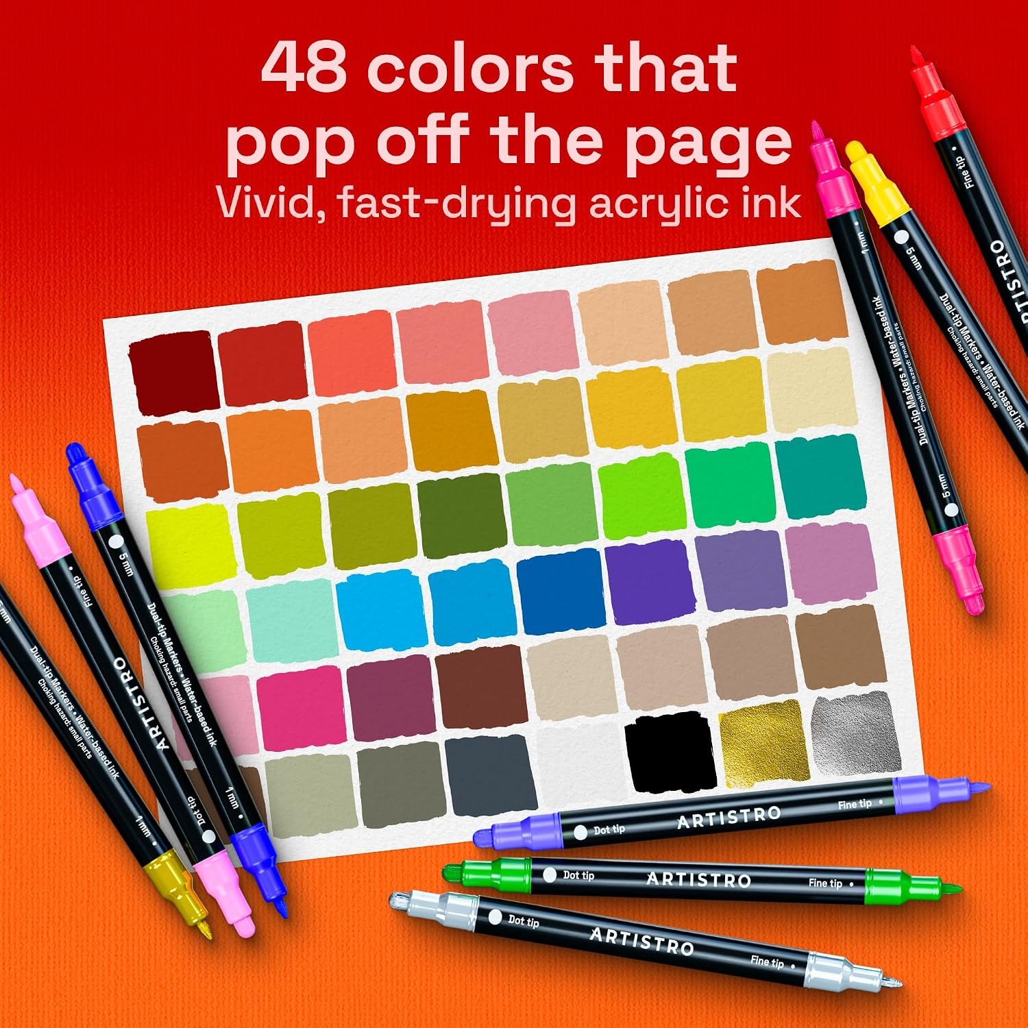 image:imageARTISTRO Black DualTip Acrylic Paint Marker Pens  Set of 5Multicolor