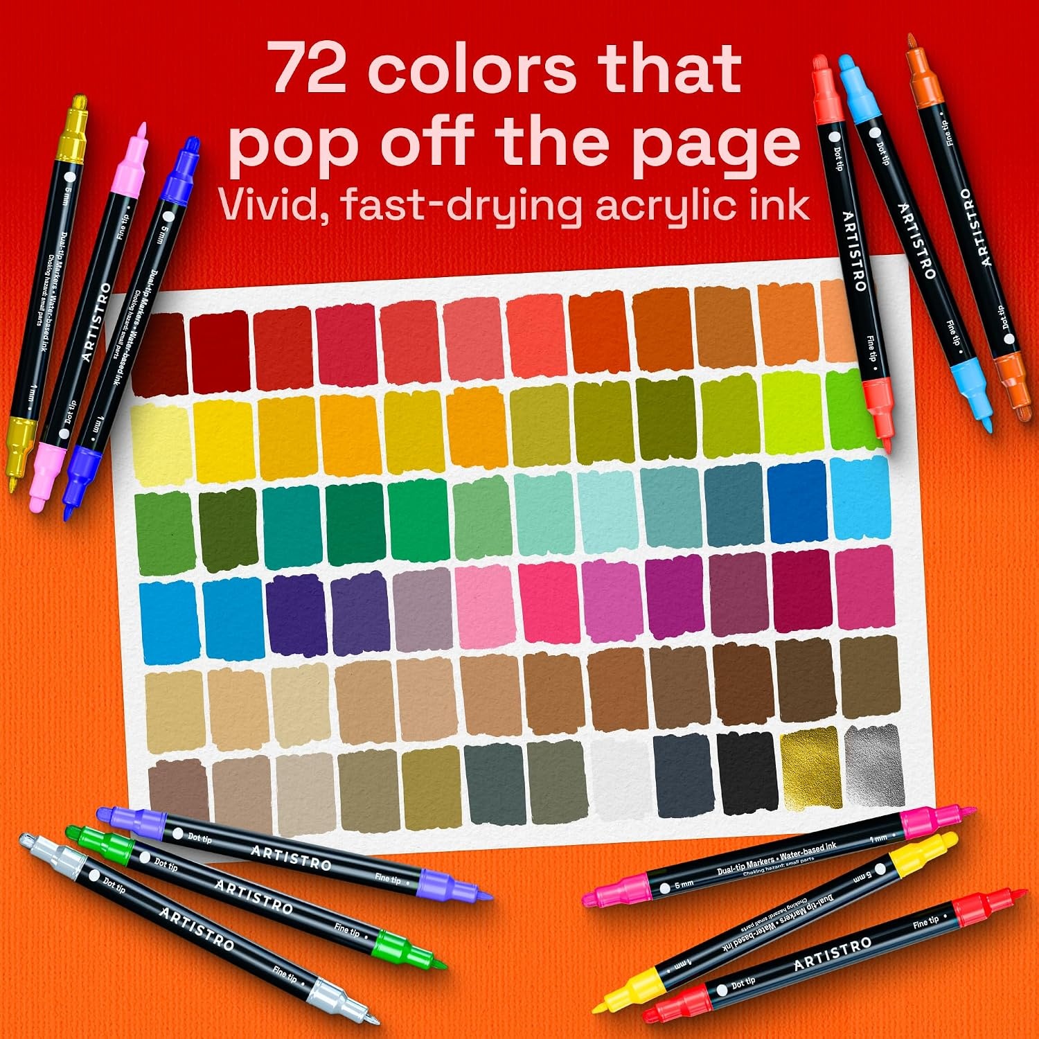 image:imageARTISTRO Black DualTip Acrylic Paint Marker Pens  Set of 5Multicolor