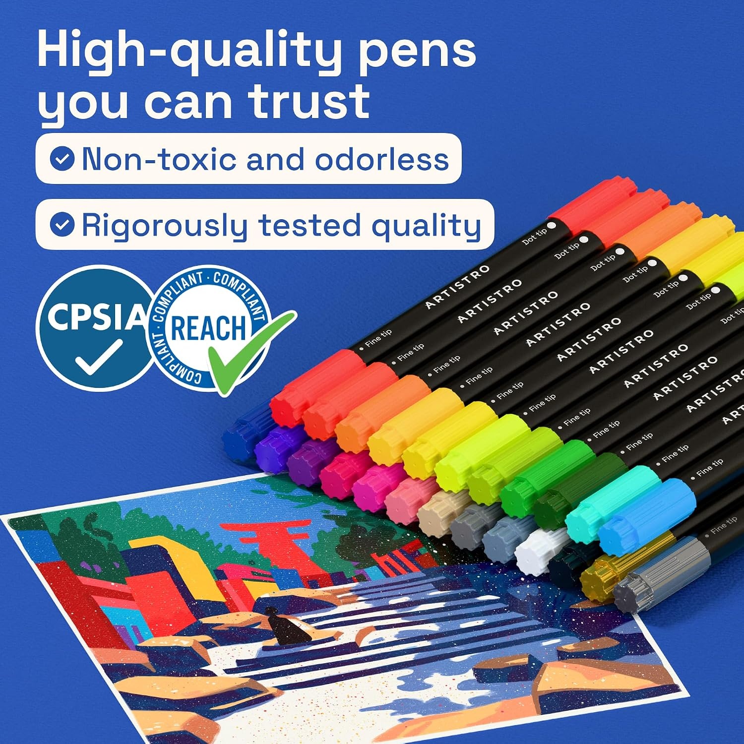 image:imageARTISTRO Black DualTip Acrylic Paint Marker Pens  Set of 5Multicolor