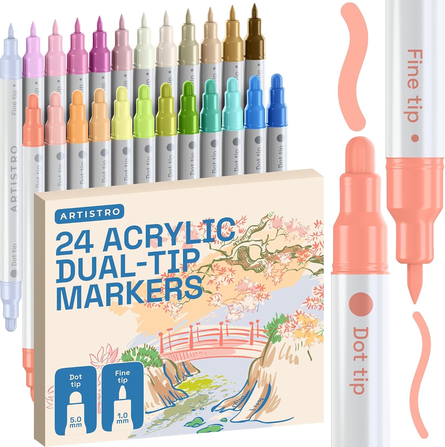 image:imageARTISTRO Black DualTip Acrylic Paint Marker Pens Set of 5Pastel