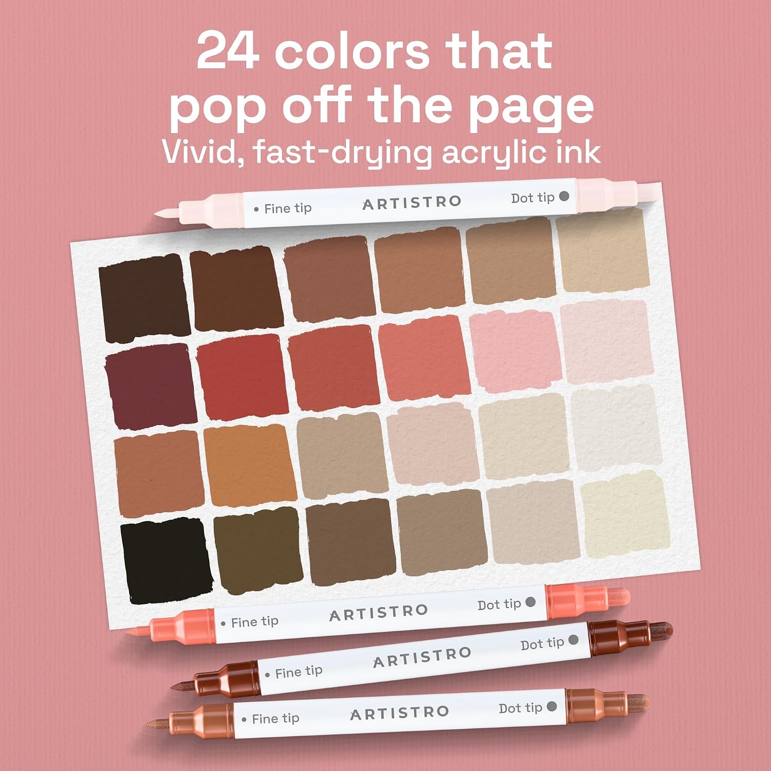 image:imageARTISTRO Black DualTip Acrylic Paint Marker Pens Set of 5Skin Tones