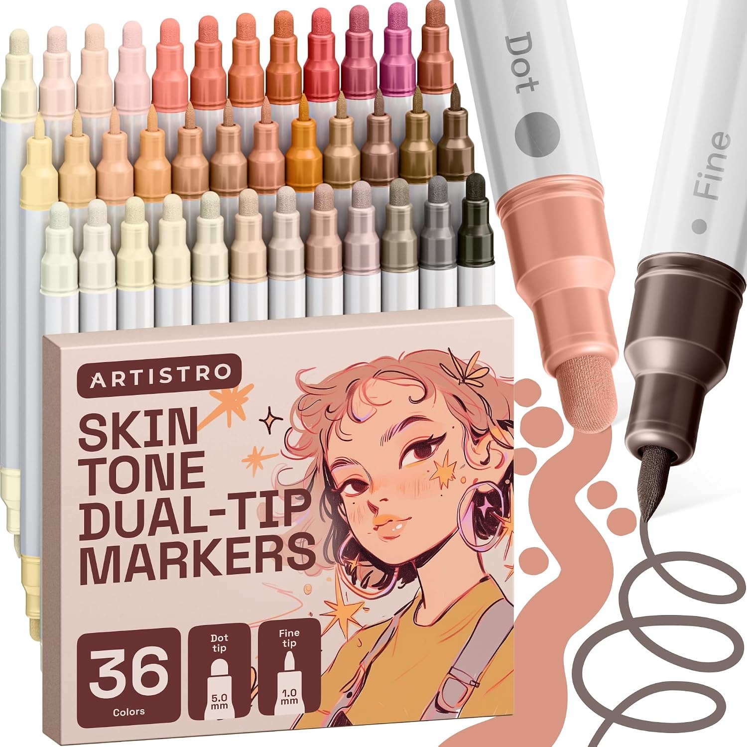 image:imageARTISTRO Black DualTip Acrylic Paint Marker Pens Set of 5Skin Tones