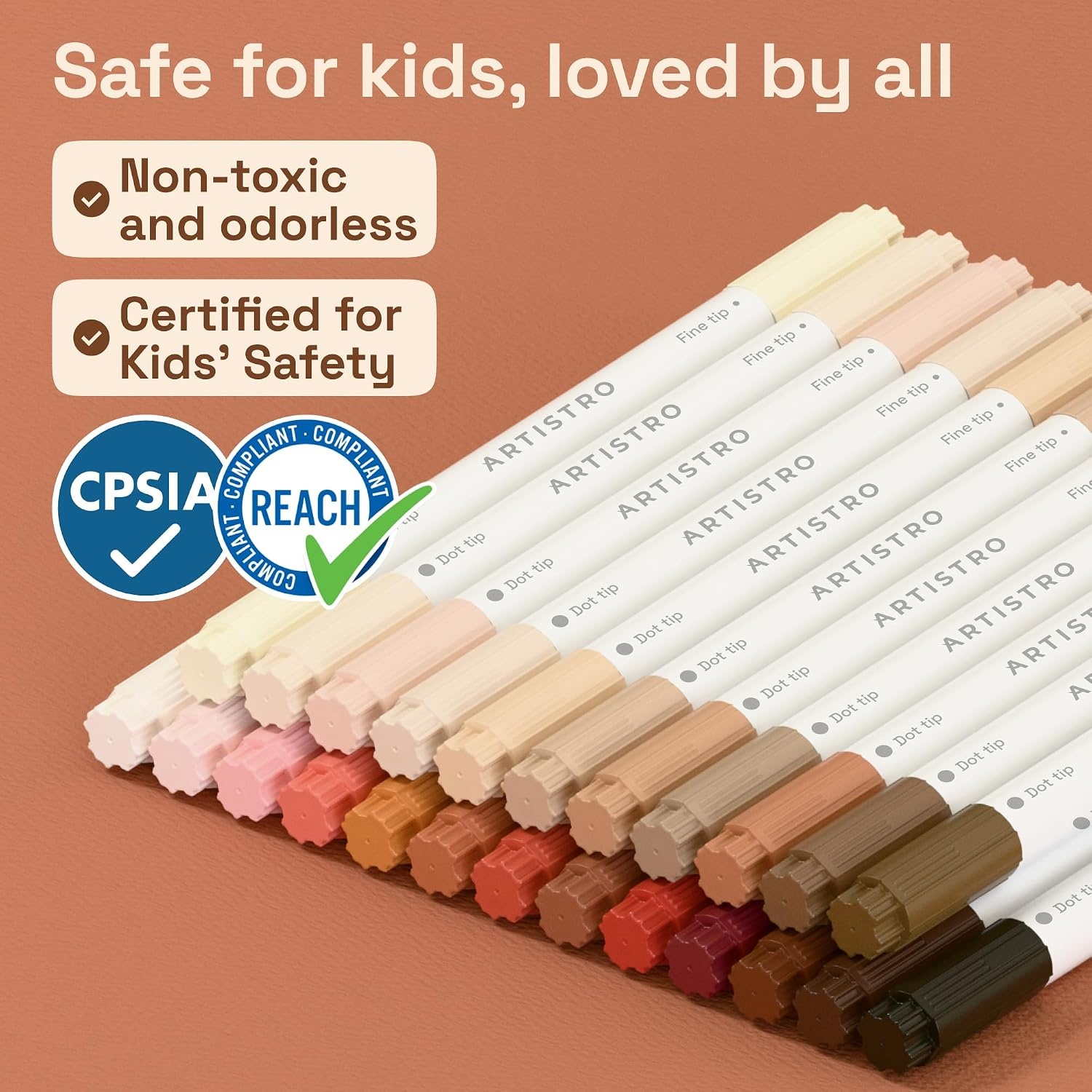 image:imageARTISTRO Black DualTip Acrylic Paint Marker Pens Set of 5Skin Tones