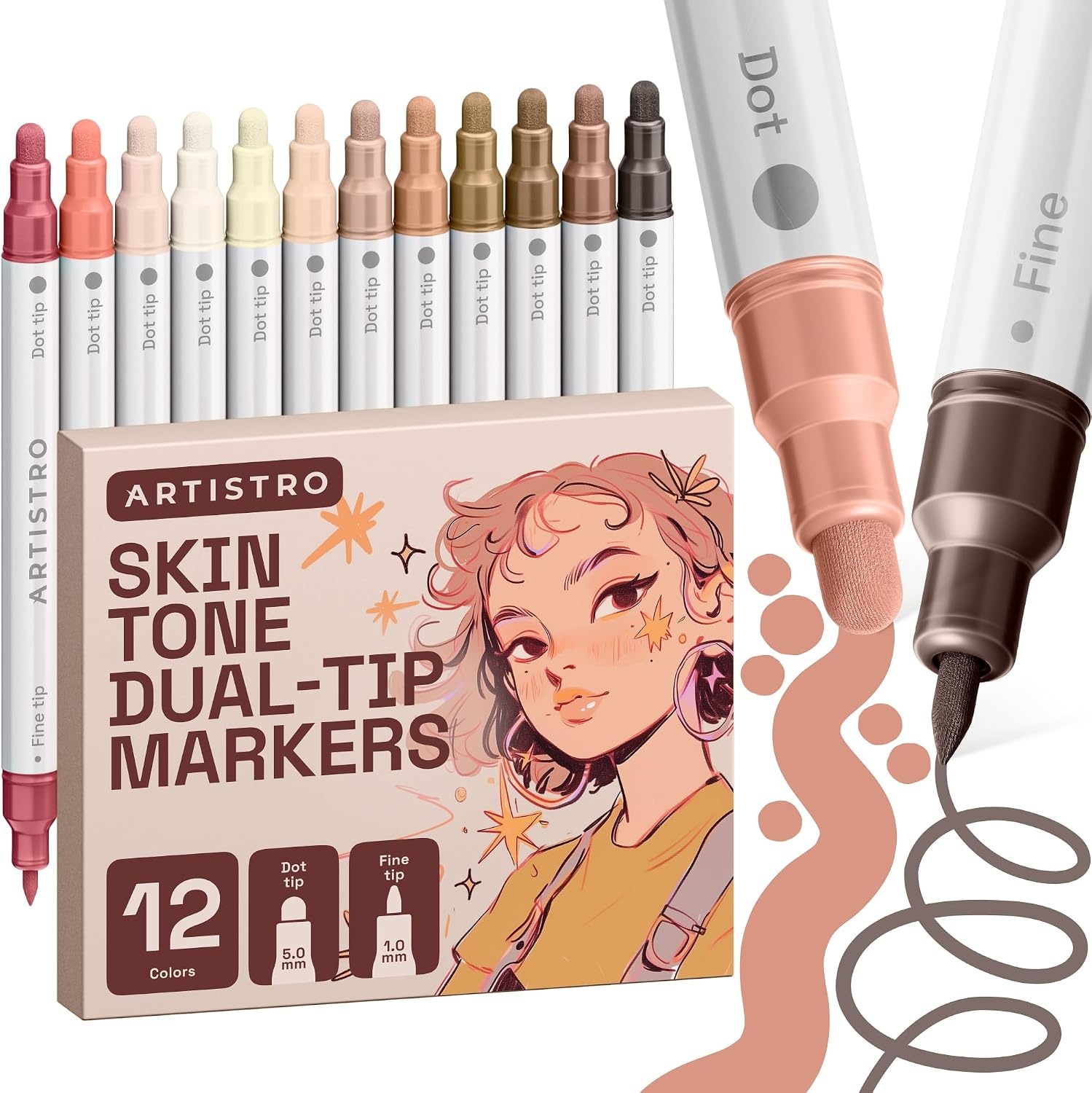 image:imageARTISTRO Black DualTip Acrylic Paint Marker Pens Set of 5Skin Tones