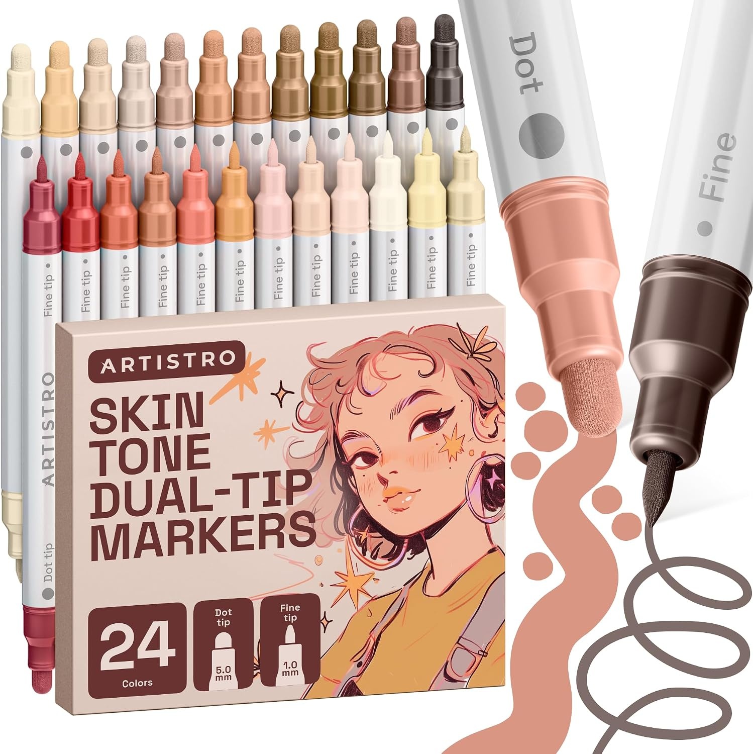 image:imageARTISTRO Black DualTip Acrylic Paint Marker Pens Set of 5Skin Tones