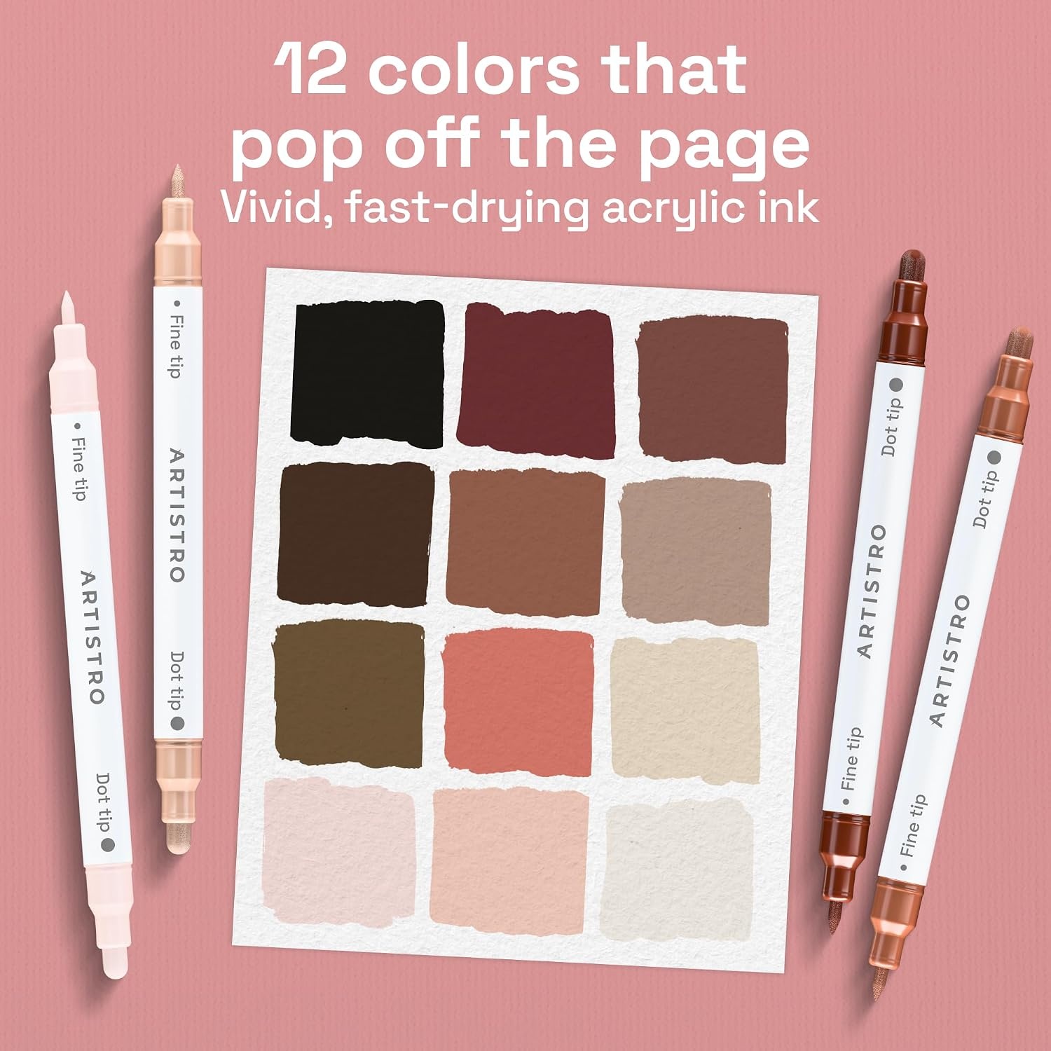 image:imageARTISTRO Black DualTip Acrylic Paint Marker Pens Set of 5Skin Tones