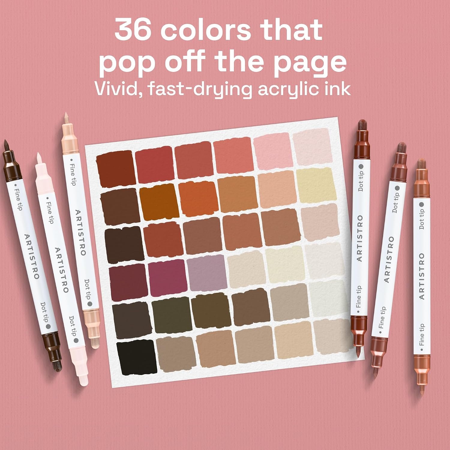 image:imageARTISTRO Black DualTip Acrylic Paint Marker Pens Set of 5Skin Tones