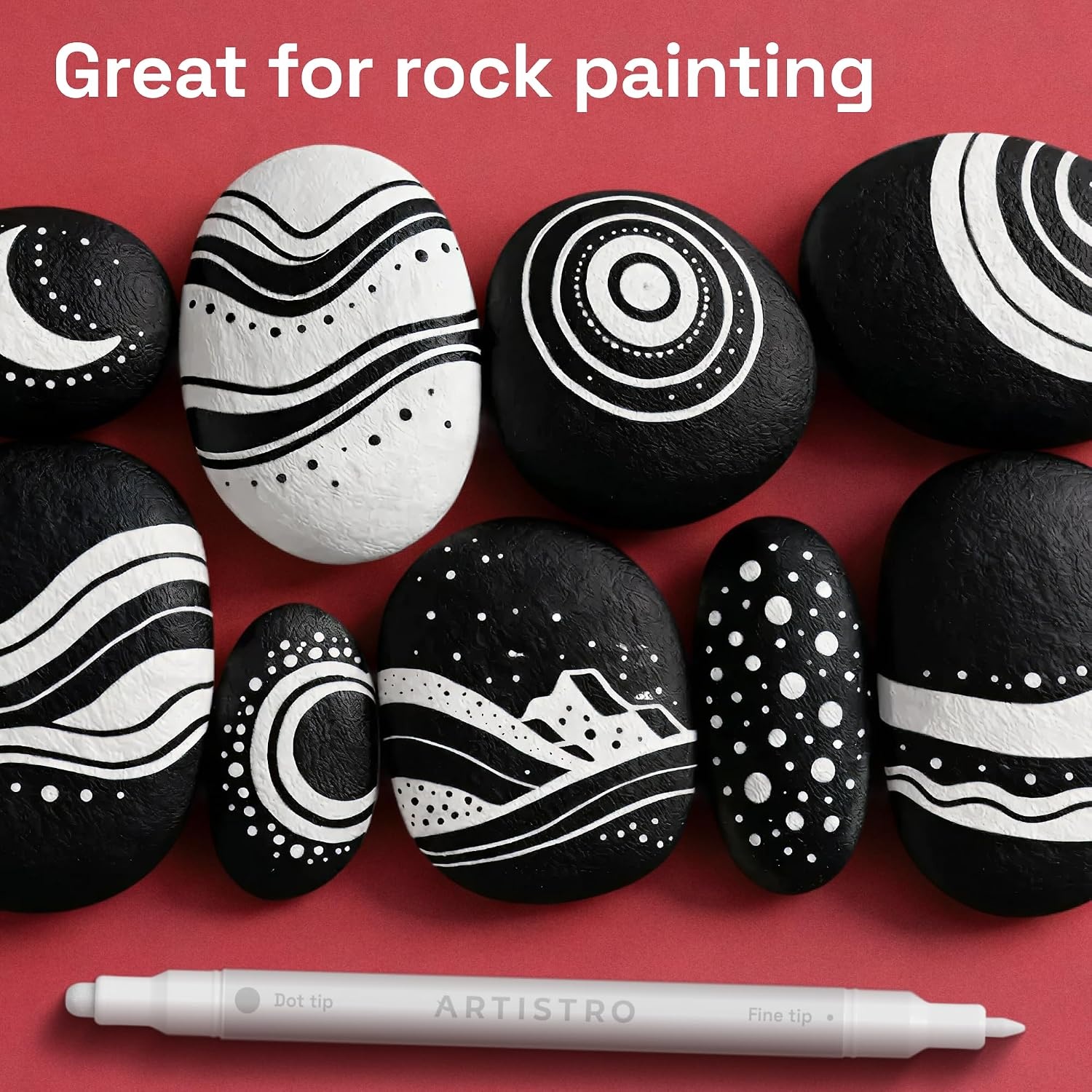 image:imageARTISTRO Black DualTip Acrylic Paint Marker Pens Set of 5White