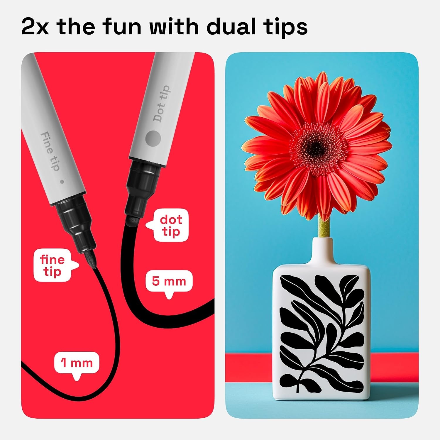 image:imageARTISTRO Black DualTip Acrylic Paint Pens Set of 2Black