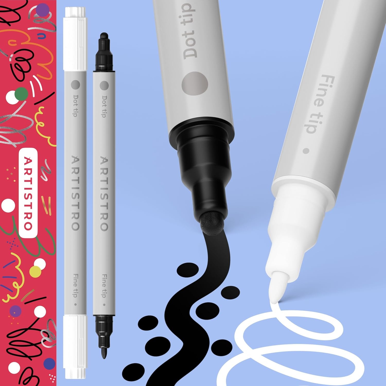 image:imageARTISTRO Black DualTip Acrylic Paint Pens Set of 2BlackWhite