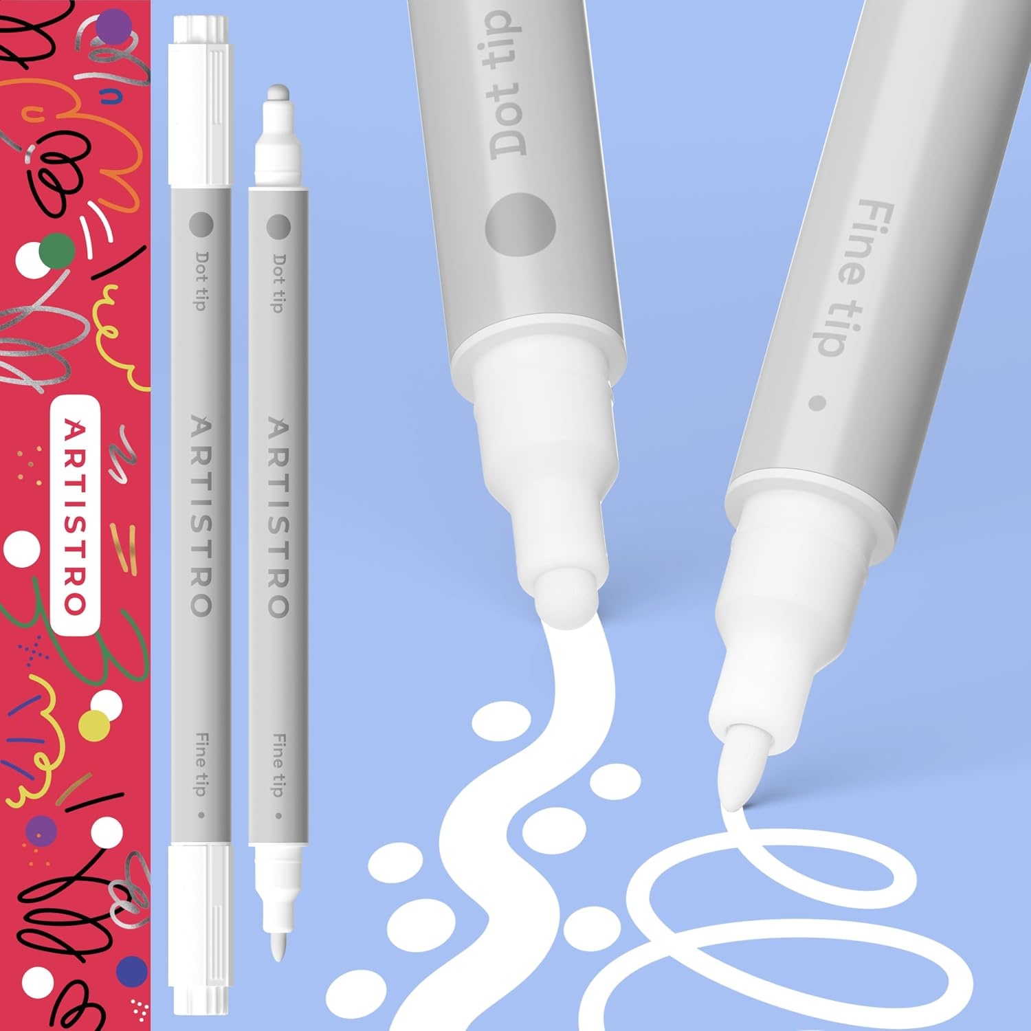 image:imageARTISTRO Black DualTip Acrylic Paint Pens Set of 2White