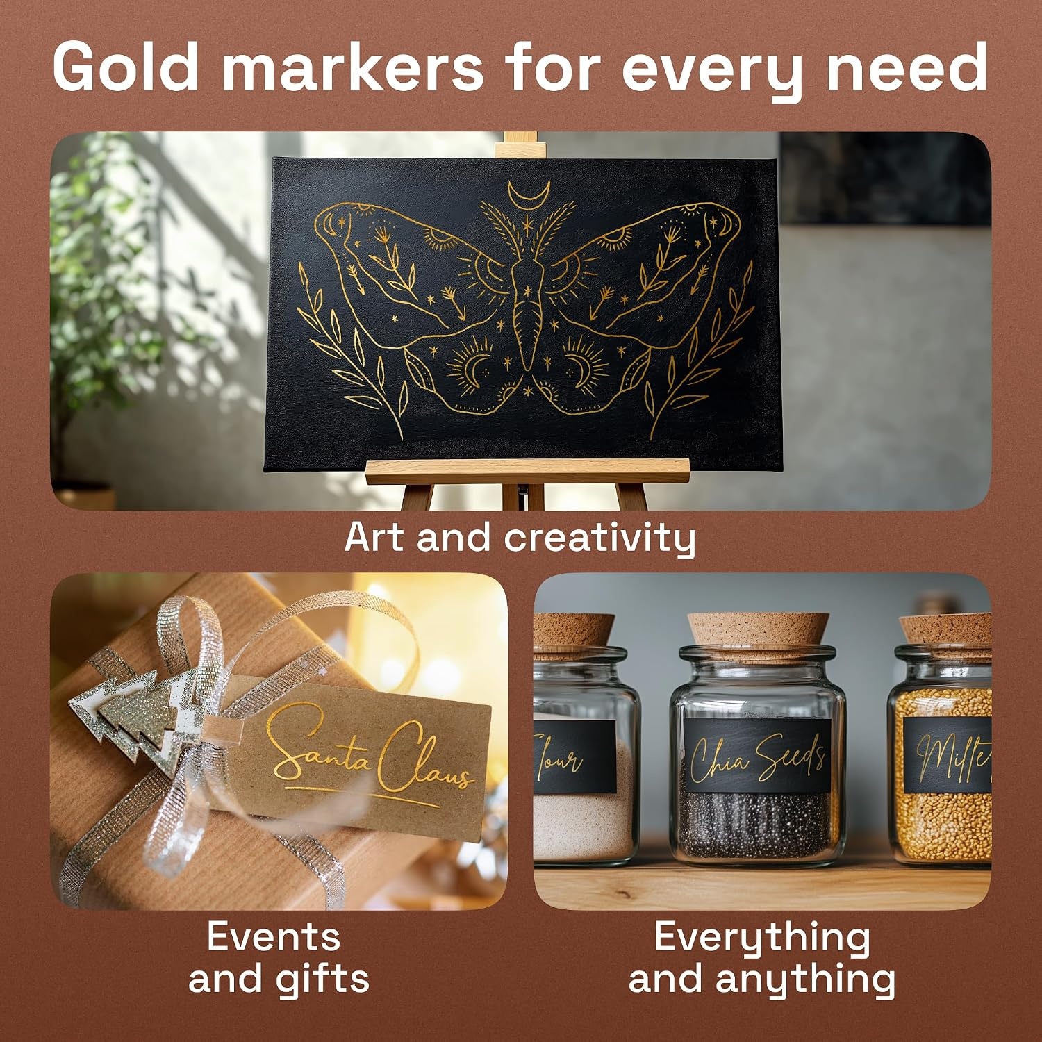 image:imageARTISTRO Black Paint Pens Jumbo Tips Set of 5Gold