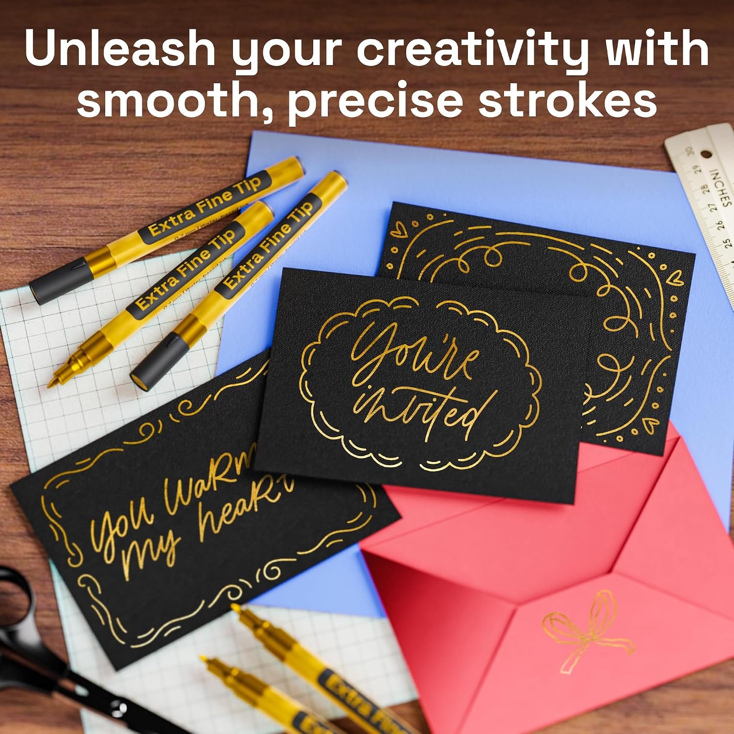 image:imageARTISTRO Black Paint Pens Jumbo Tips Set of 5Gold