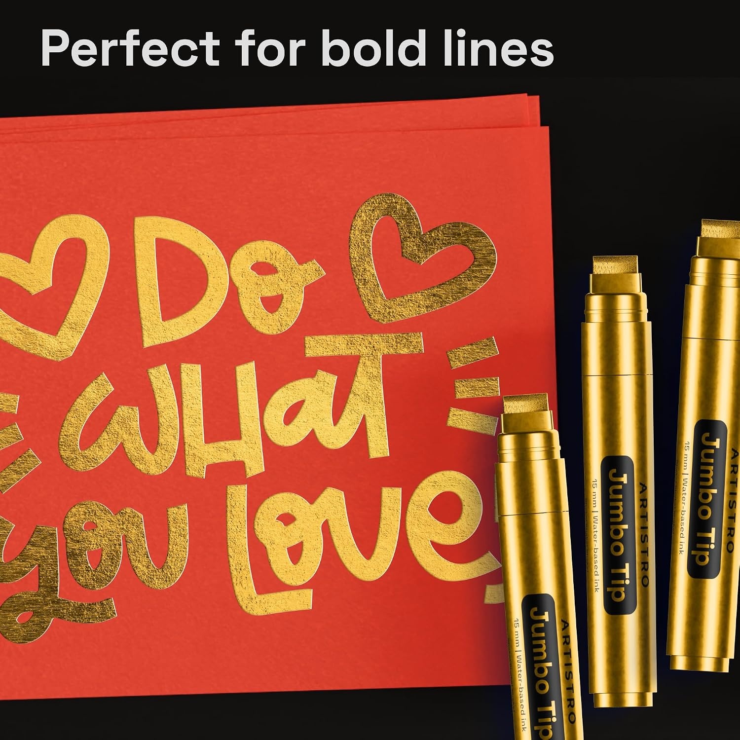 image:imageARTISTRO Black Paint Pens Jumbo Tips Set of 5Gold