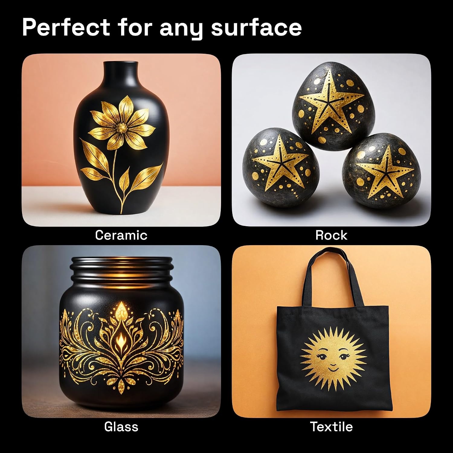 image:imageARTISTRO Black Paint Pens Jumbo Tips Set of 5Gold