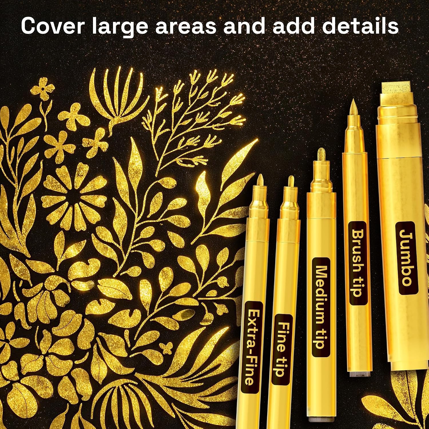image:imageARTISTRO Black Paint Pens Jumbo Tips Set of 5Gold