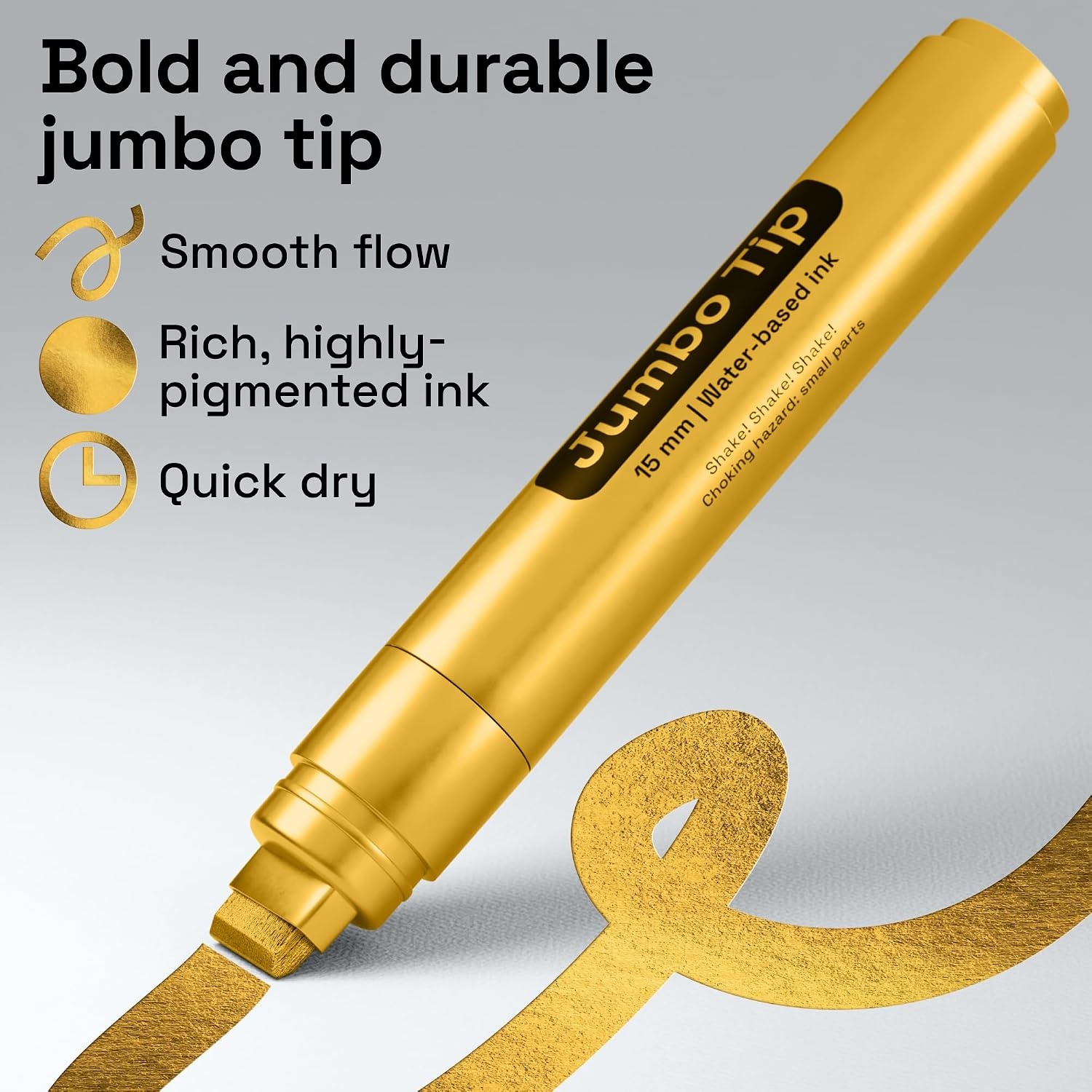 image:imageARTISTRO Black Paint Pens Jumbo Tips Set of 5Gold
