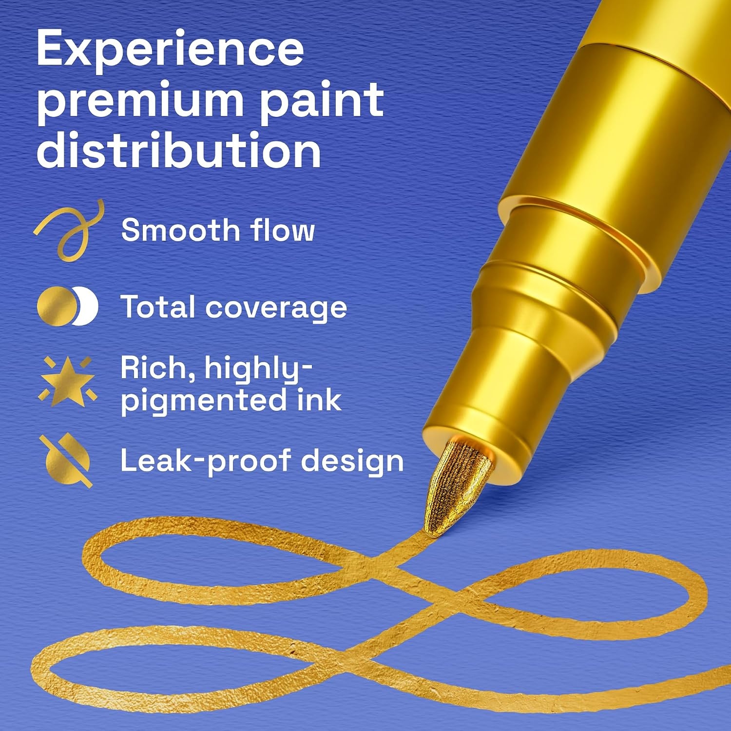 image:imageARTISTRO Black Paint Pens Jumbo Tips Set of 5Gold