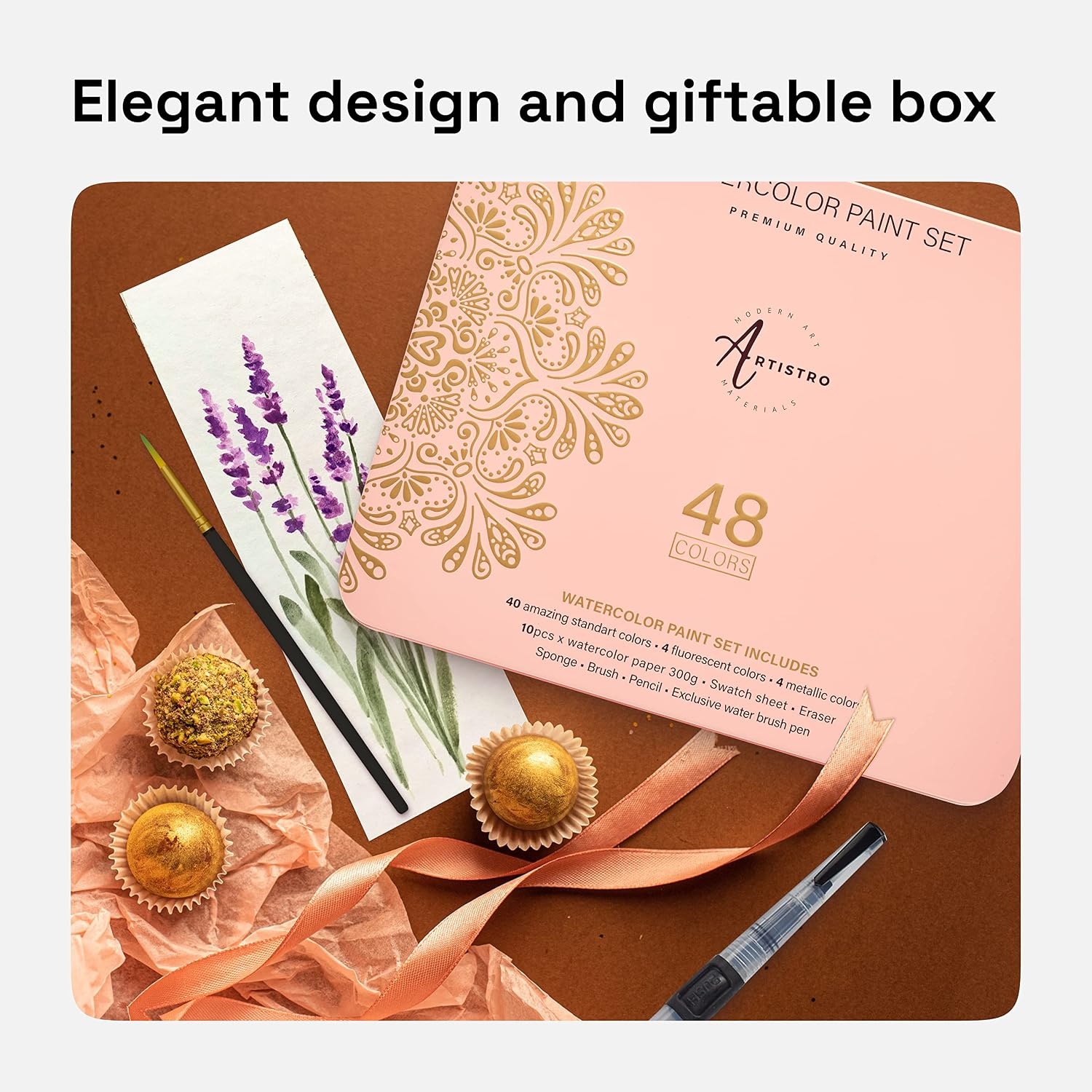 image:imageARTISTRO Metallic Watercolor Paint Set with Palette amp Brush Pens 18 Color48 colors Full Size