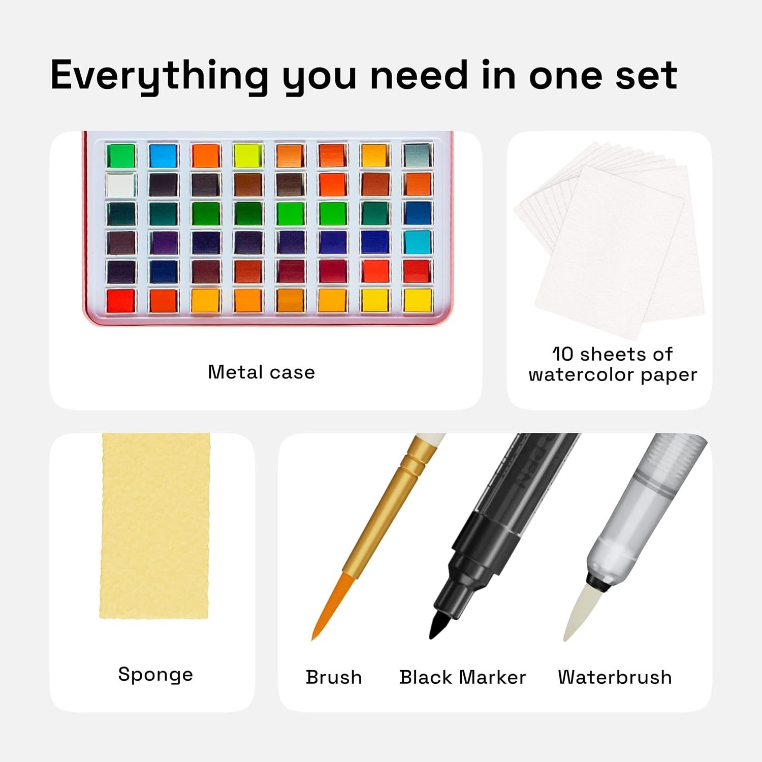 image:imageARTISTRO Metallic Watercolor Paint Set with Palette amp Brush Pens 18 Color48 colors Full Size