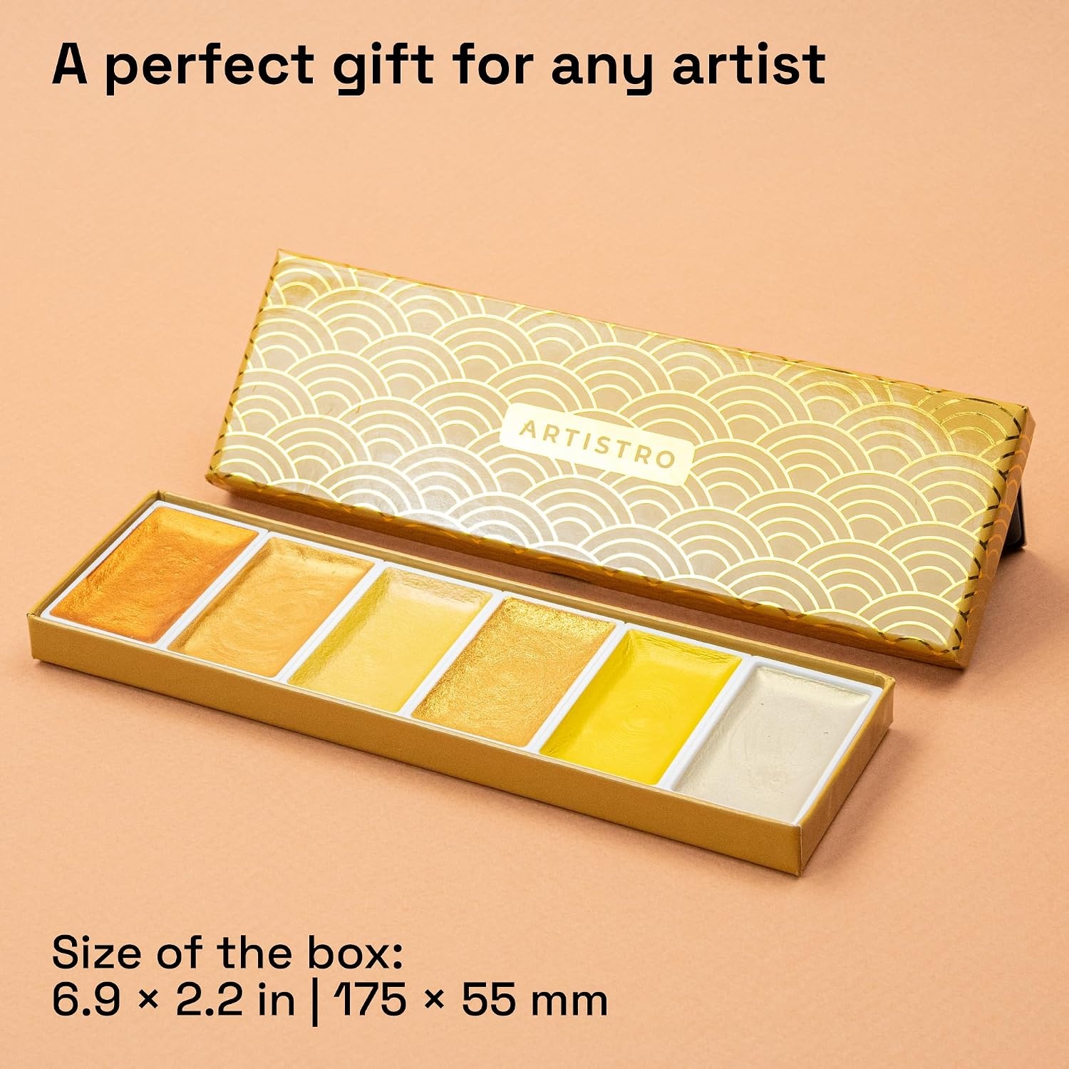 image:imageARTISTRO Professional Watercolor Paint Set for Adults 48 PigmentRich Colors XL Pans ASTMI Lightfastness High Tinting Strength Watercolor Set for Professionals made by professionals6 Gold Colors
