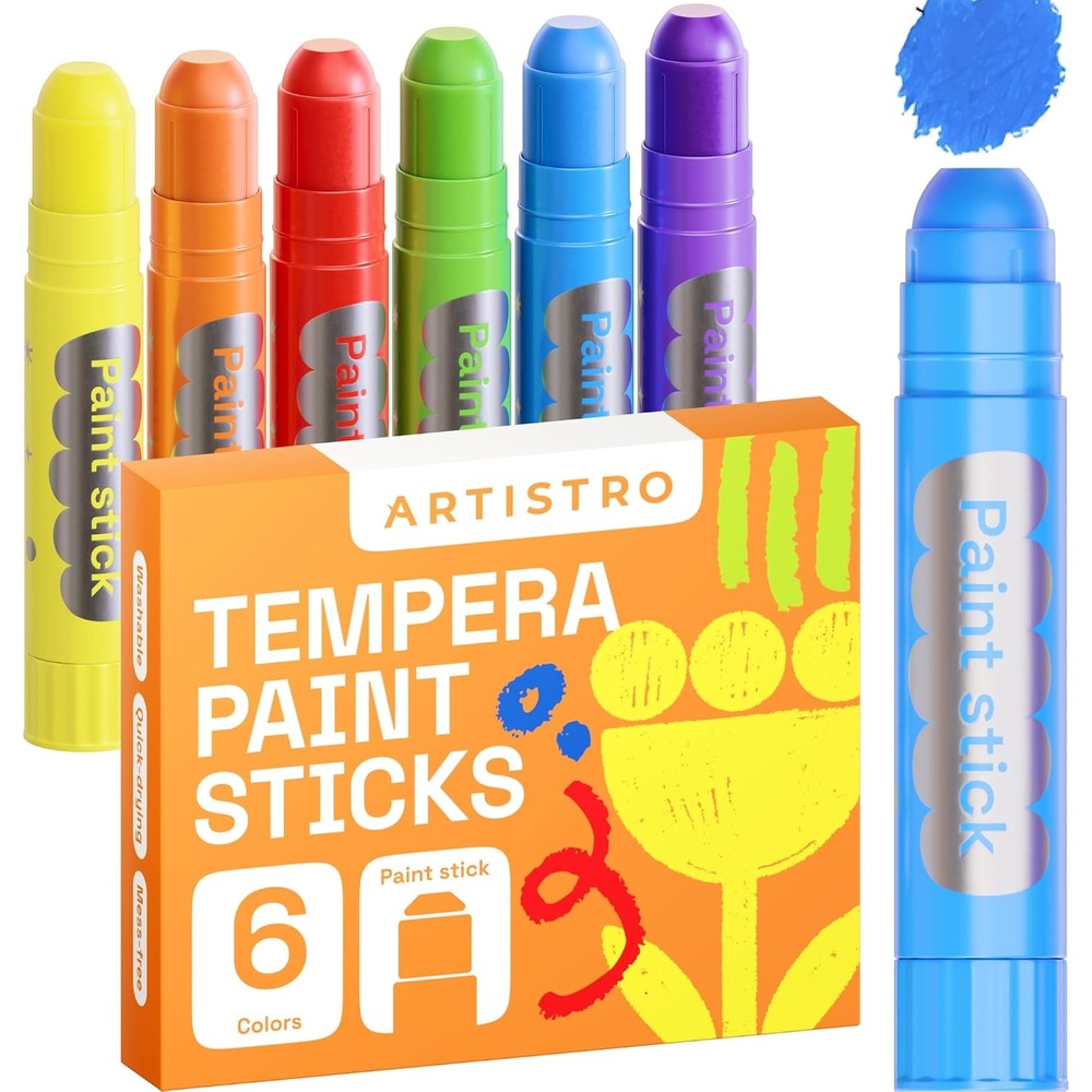 image:imageARTISTRO 100 Washable Tempera Paint Sticks for Kids  12 Nontoxic Paint Markers for Kids  Color Sticks with Twist Design6 Colors
