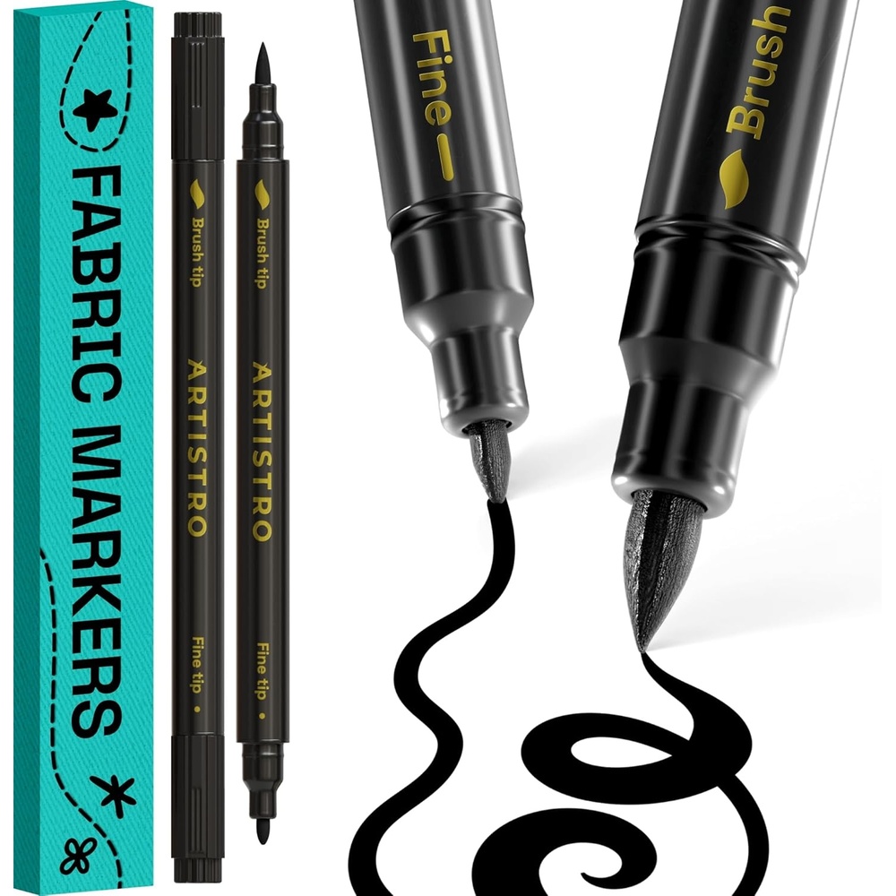 image:imageARTISTRO 24 DualTip Fabric Markers Decorating Kit Permanent for ClothesBlack