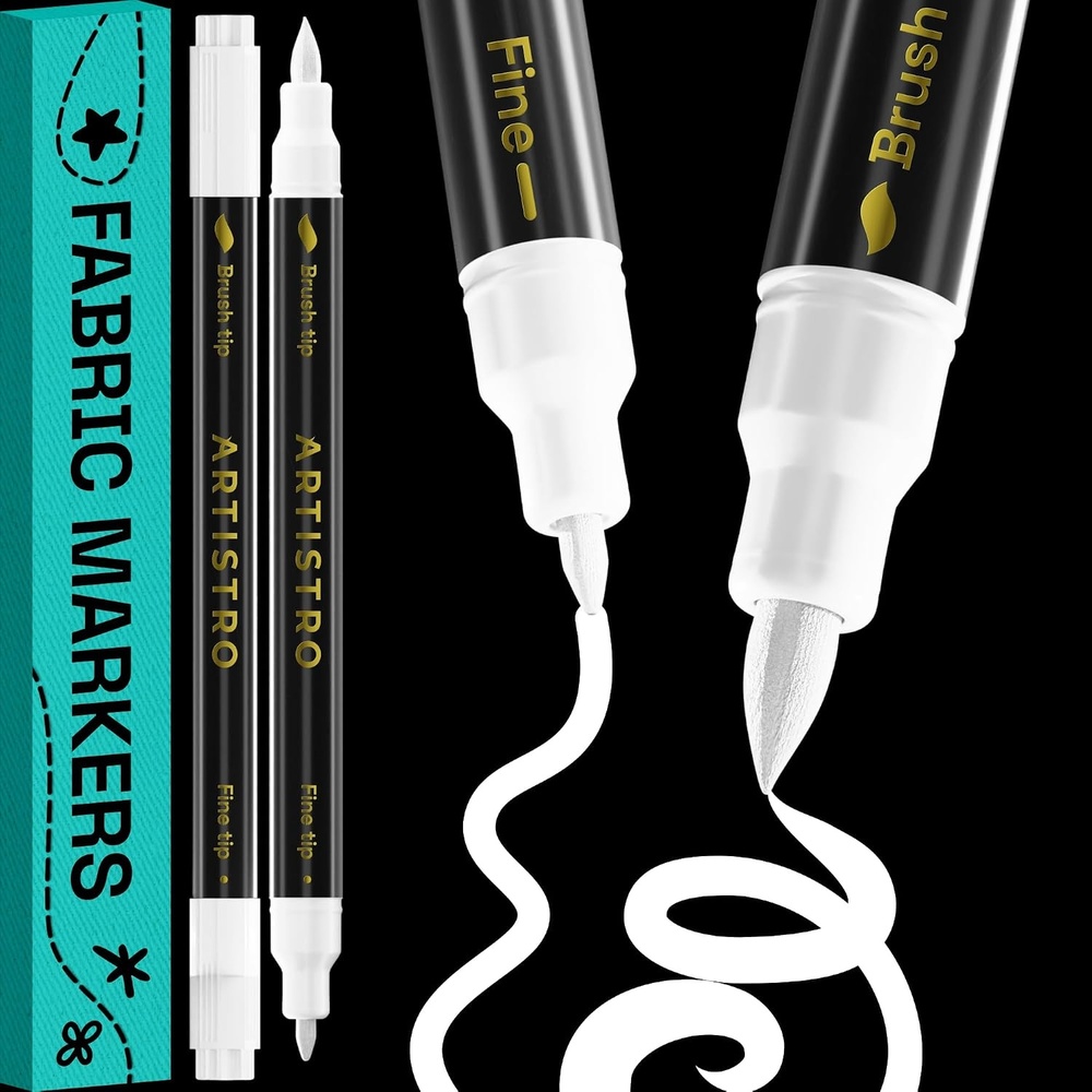 image:imageARTISTRO 24 DualTip Fabric Markers Decorating Kit Permanent for ClothesWhite