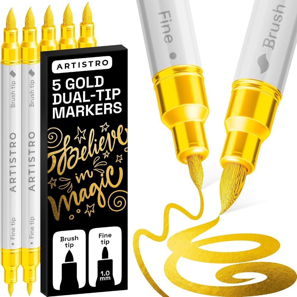 image:imageARTISTRO 36 Mixed Colors DualTip Acrylic Paint Marker Pens for DrawingGold