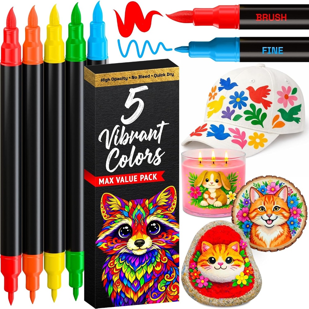 image:imageARTISTRO 36 Mixed Colors DualTip Acrylic Paint Marker Pens for DrawingMulticolor