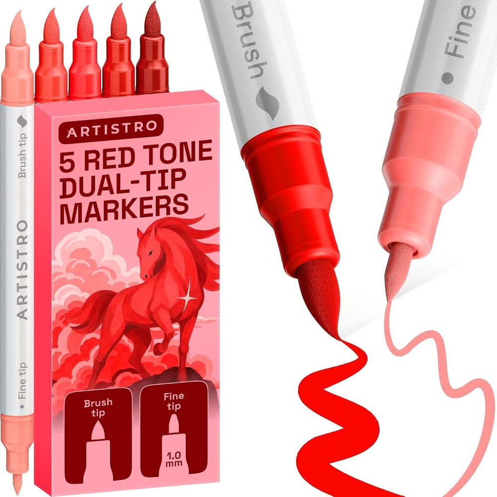 image:imageARTISTRO 36 Mixed Colors DualTip Acrylic Paint Marker Pens for DrawingRed Tones