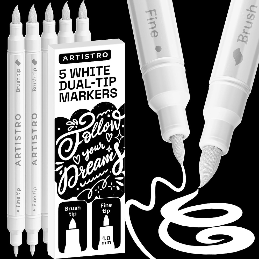 image:imageARTISTRO 36 Mixed Colors DualTip Acrylic Paint Marker Pens for DrawingWhite