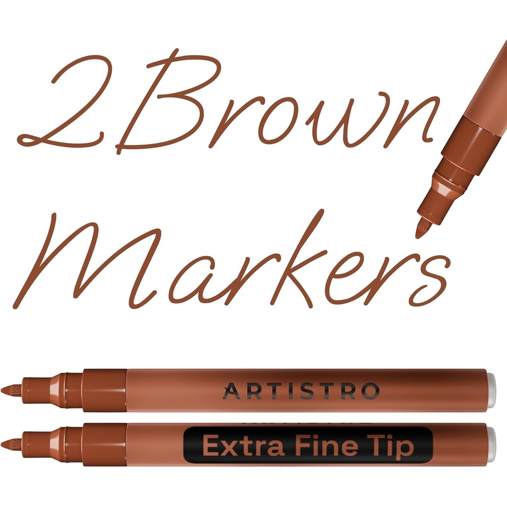 image:imageARTISTRO Black Acrylic Paint Markers  07mm Extra FineTip  Set of 2Brown