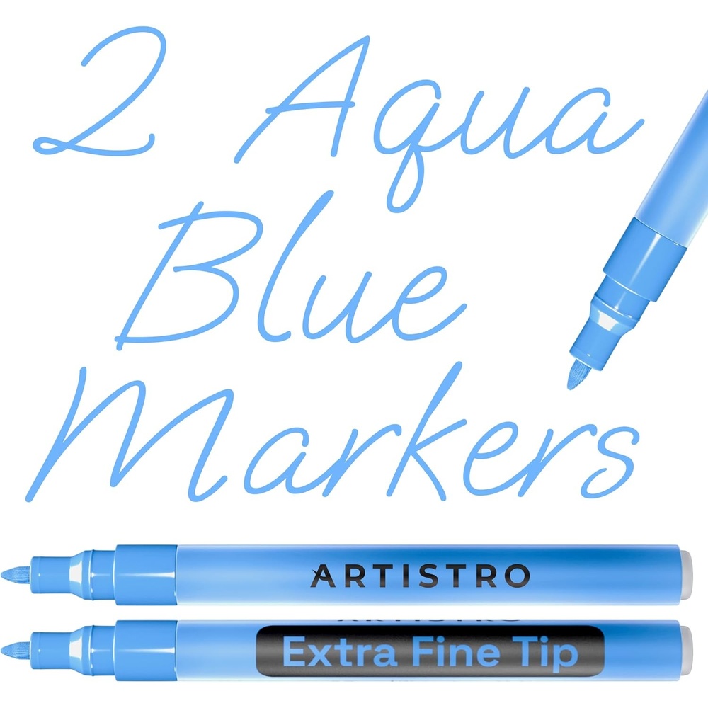 image:imageARTISTRO Black Acrylic Paint Markers 07mm Extra FineTip Set of 2Light Blue
