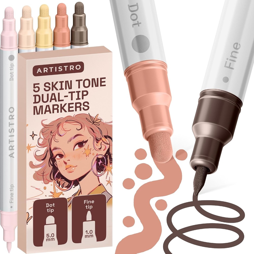 image:imageARTISTRO Black DualTip Acrylic Paint Marker Pens Set of 5Skin Tones