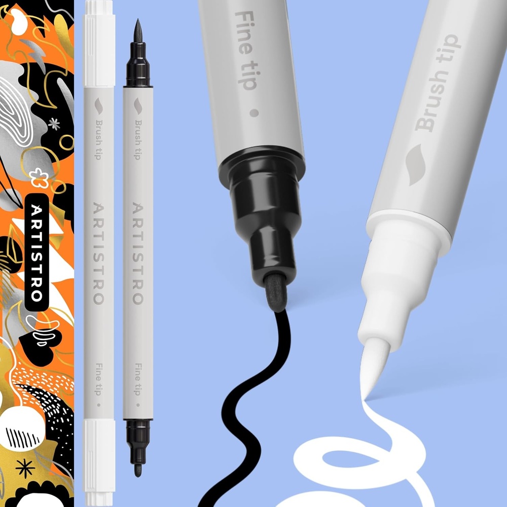 image:imageARTISTRO Black DualTip Acrylic Paint Pens Set of 2BlackWhite