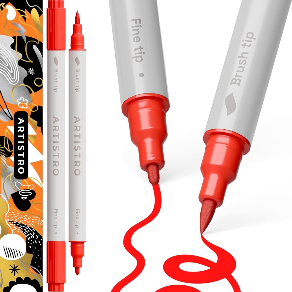 image:imageARTISTRO Black DualTip Acrylic Paint Pens Set of 2Red