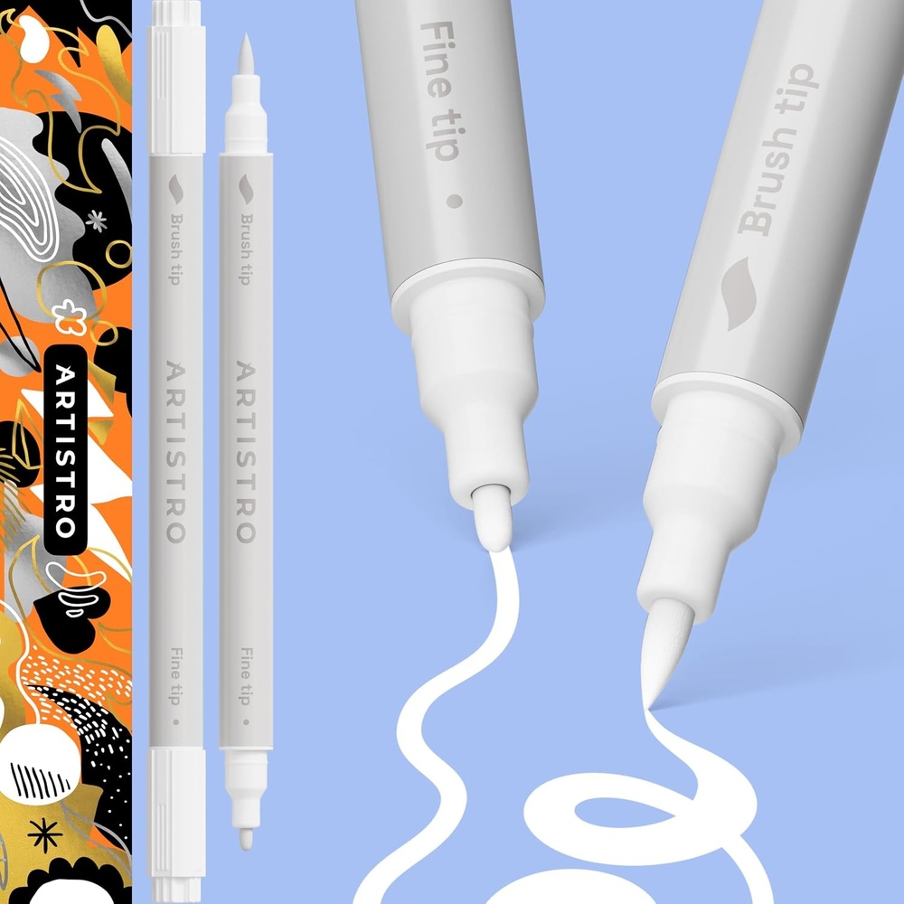image:imageARTISTRO Black DualTip Acrylic Paint Pens Set of 2White