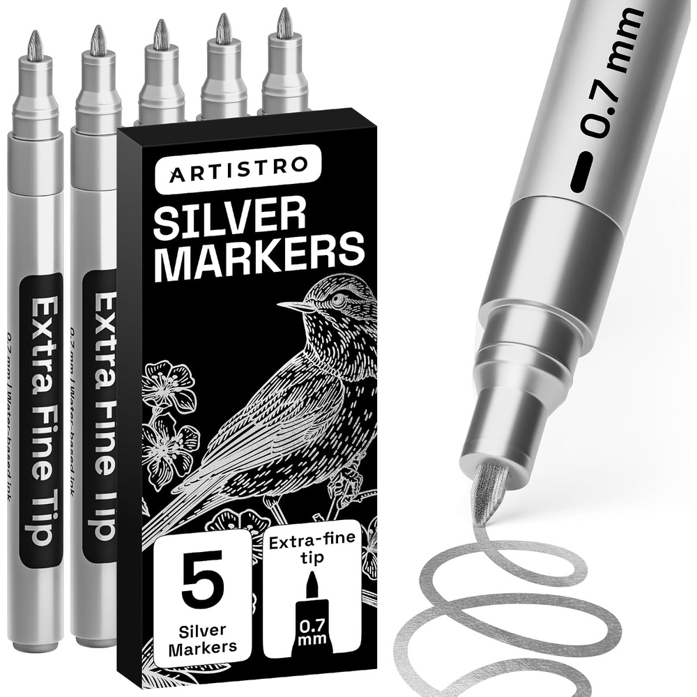 image:imageARTISTRO Black Paint Pens Jumbo Tips Set of 5Silver