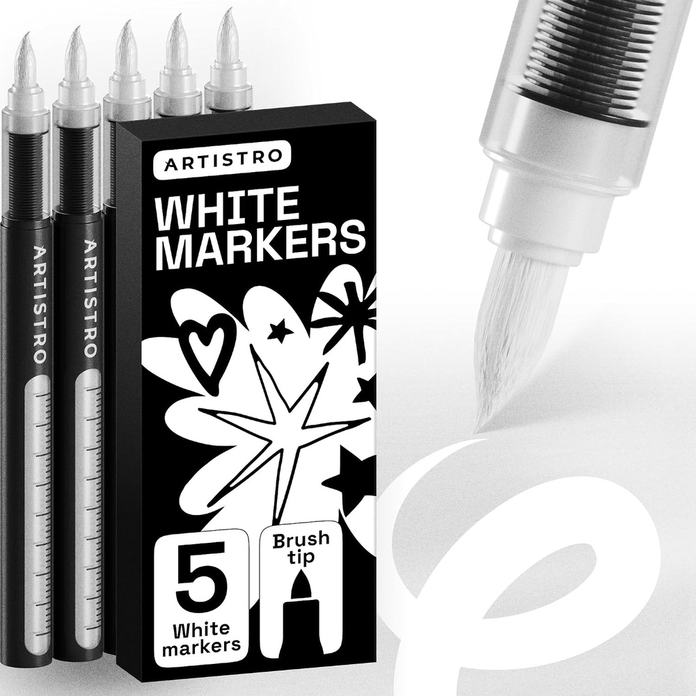 image:imageARTISTRO Black Paint Pens Jumbo Tips Set of 5White