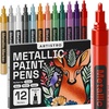 ARTISTRO 12 Glitter Paint Pens for Glass Marking – Extra-Fine Tip(Metallic)